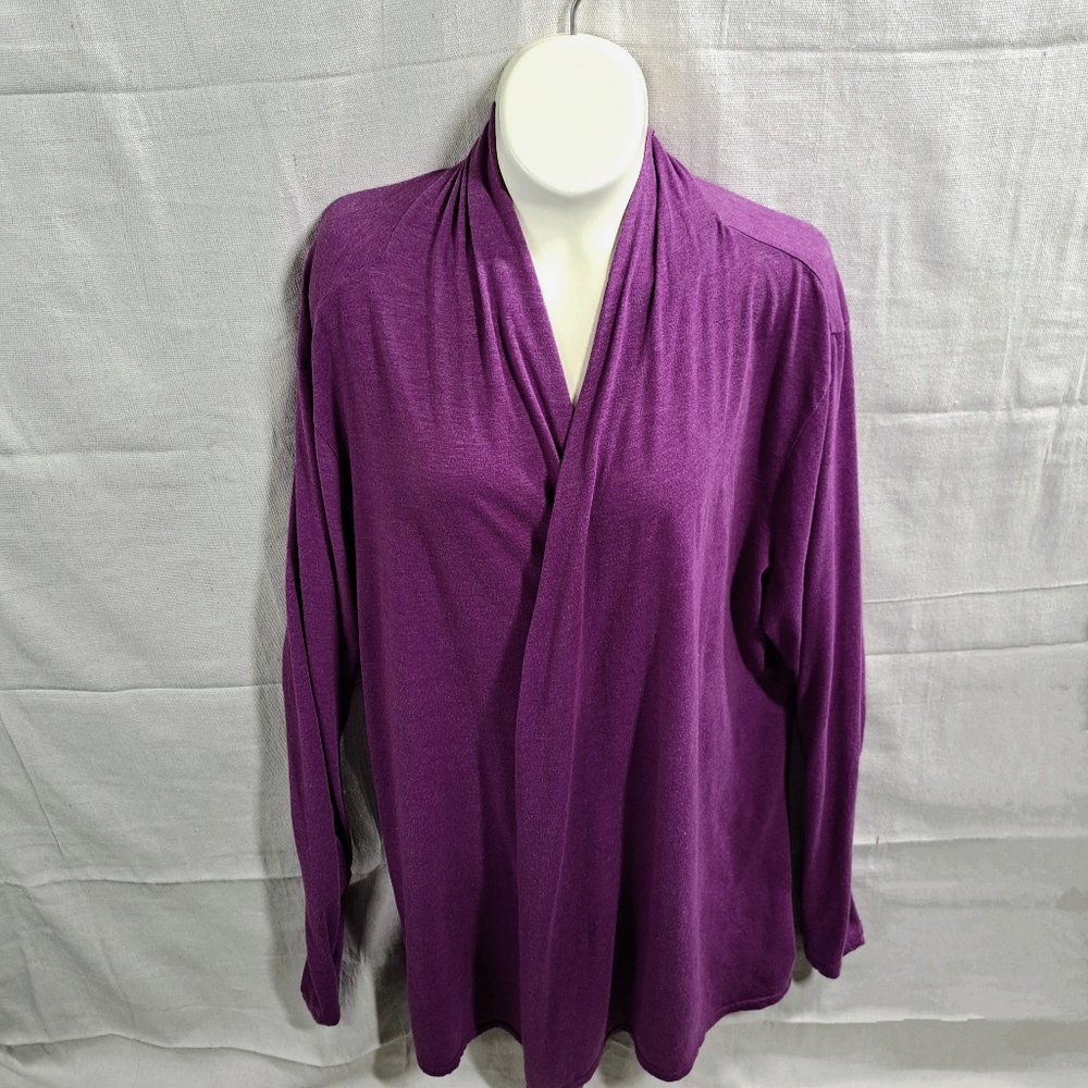 Athleta Plus Women 2X Purple Long Sleeve Open Front Wrap Topper Cardigan